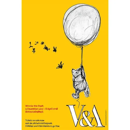 Discover Original V&A Exhibition Winnie-the-Pooh Poster 9 December 2017-8 April 2018 NEW