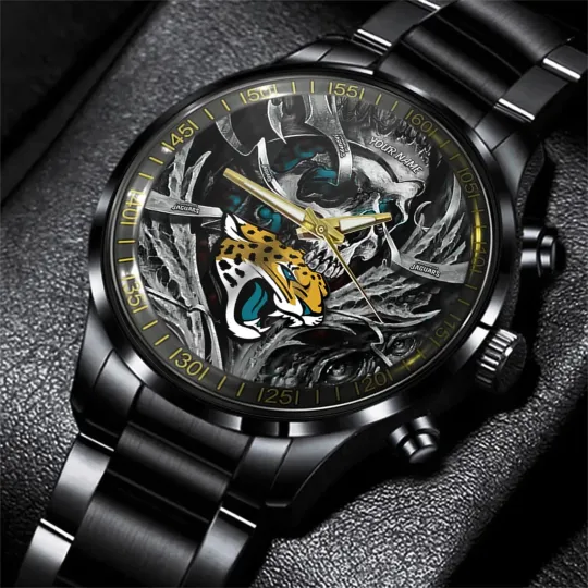 Discover Jacksonville Football Team Jaguarss Black Fashion Watch Gifts For Sport Fans AZW