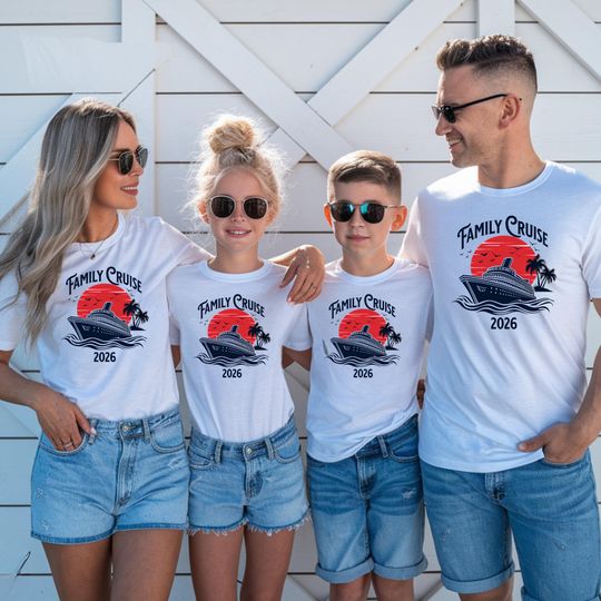 Discover Family Cruise 2026 T-Shirt, Tropical Matching Vacation Shirts