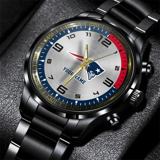 Discover New England Football Team Patriotss Black Fashion Watch Gifts For Sport Fans AZW