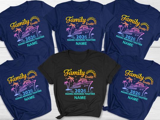 Discover Family Cruise 2026 Shirt, Matching Family Vacation Cruise T-Shirt, Custom Name Cruise Shirts, Cruise Trip Shirts for Family