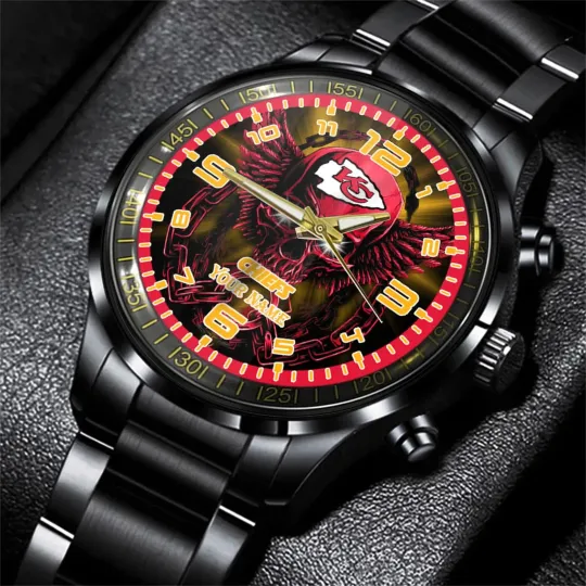 Discover Kansas City Football Team Chiefss Black Fashion Watch Gifts For Sport Fans