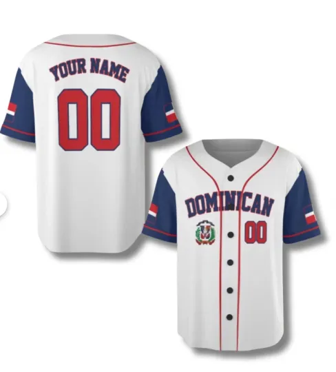 Discover Personalized Dominican Republic Baseball Jersey, Custom Name & Number
