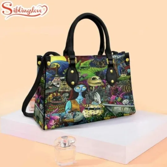 Discover Jack Skellington Sally With Friend Leather Handbag