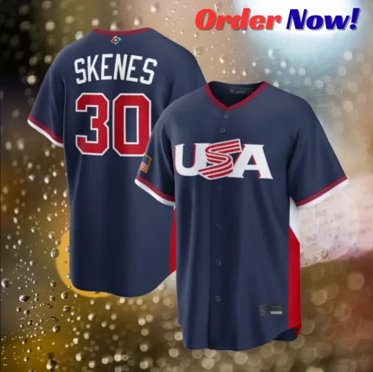 Paul Skenes #30 Team USA Navy 2026 USA 250 Patch Stitched Jersey All Sizes