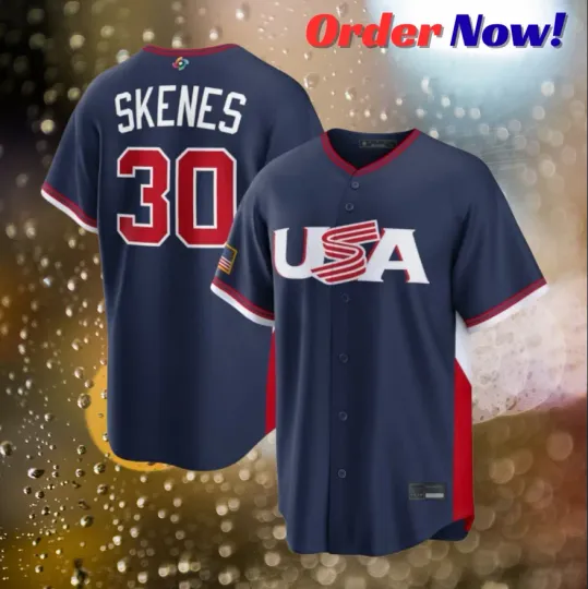Paul Skenes #30 Team USA Navy 2026 USA 250 Patch Stitched Jersey All Sizes