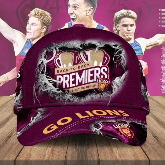 Discover Lions Back To Back Premiers Classic Cap
