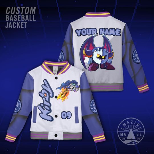 Discover Custom Kirby Meta Knight Sorcerer Baseball Jacket, Sorcerer Kirby Magic Varsity, Birthday Gift, Kirby Fantasia Racing Outfit