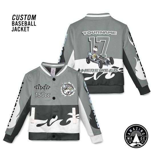 Custom Dry Bones Kart Baseball Jacket, Super Mario Jacket, Mario Birthday Boy Shirt, Yoshi Luigi Peach Toad Birthday Jacket Gift