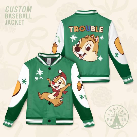 Custom Chip and Dale Disney Baseball Jacket, Double Trouble Shirt, Chip and Dale Couple Jackets, Disney Valentine Jacket, Disney Honeymoon