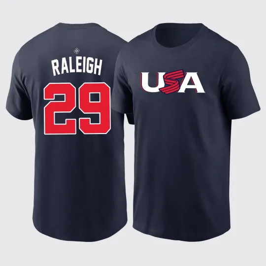 Discover Cal Raleigh USA Team 2026 World Baseball Classic Double Sided T-Shirt
