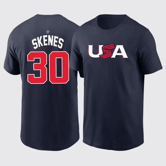 Discover Paul Skenes #30 USA Team 2026 World Baseball Classic Double Sided T-Shirt