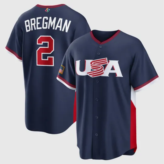 Discover Men's USA Baseball Alex Bregman Navy 2026 World Baseball Classic Jersey
