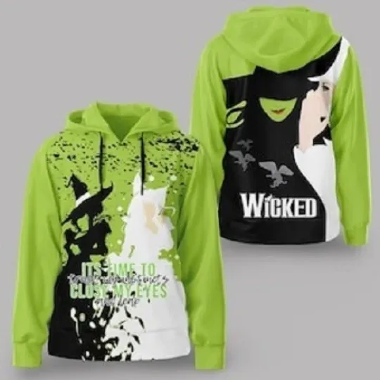 Wicked 3D Hoodie - Movie Themed Witches Tee for All Sizes