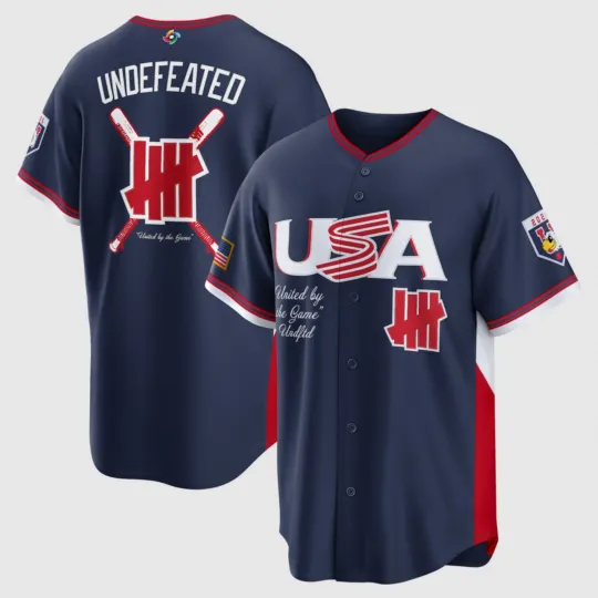 Discover Men's USA Baseball Undefeated Navy 2026 World Baseball Classic Stadium Jersey