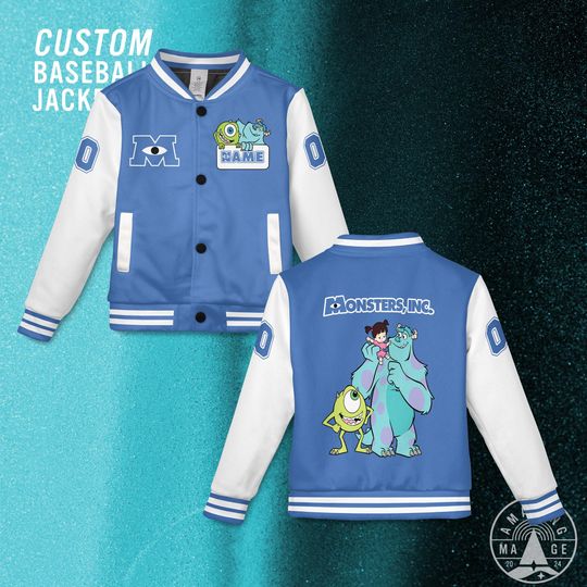 Discover Custom Monsters Inc. Disney Baseball Jacket, Disney Pixar Monsters Inc Coats, Mike and Sully Monsters University, Disney Kid Youth Jacket