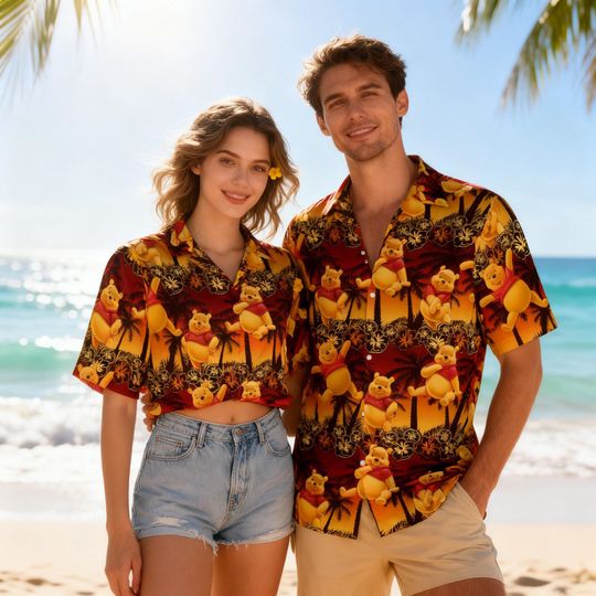 Discover Winnie the Pooh Tropical Adventure Hawaiian Shirt, Vibrant Disney Vacation Apparel, Disney Family Vacation Summer 2026