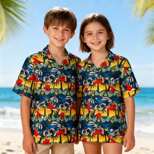 Discover Vintage Roger Rabbit Hawaiian Shirt, Retro 90s Cartoon Button Up, Tropical Summer Beach Wear, Who Framed Roger Rabbit 2026