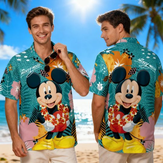 Discover Mickey Mouse Hawaiian Shirt for Men, DisneyTropical Button Up Shirt, Summer Vacation Beach Shirt, Hawaii Shirt Gift