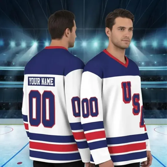 Discover Personalized USA Team 2026 White Hockey Shirt