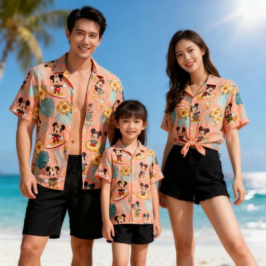 Discover Mickey Mouse Hawaiian Shirt, Disney Family Vacation Matching Outfits, Tropical Aloha Shirt for Men Women Kids, Disney Cruise Beach Wear
