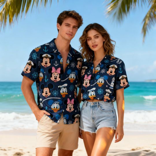 Discover Mickey Mouse and Friends Hawaiian Shirt | Disney Cruise Line 2026 Family Trip Outfits | Tropical Disney Summer Shirt | Aloha Disney Gifts