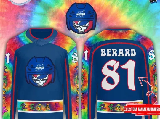 Personalized Kalamazoo Wings x Grateful Dead Hockey Shirt Men's Fan Gear Gift