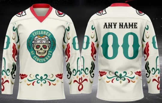 Discover Personalized Cincinnati Cyclones x Day of the Dead 2026 Special Hockey Shirt