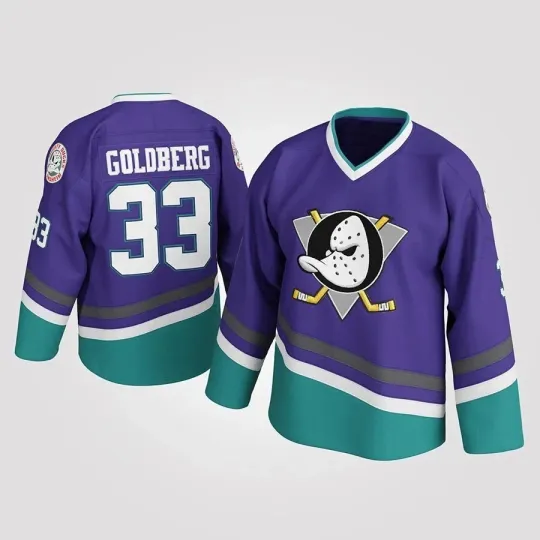 Discover Mighty Ducks Greg Goldberg #33 Hockey Jersey Youth/Mens Sewn Purple