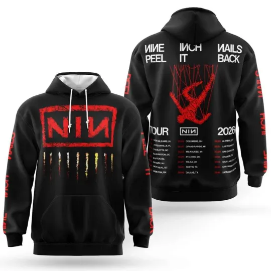 Discover Nine Inch Nails Tour 2026 Peel It Back 3D Hoodie
