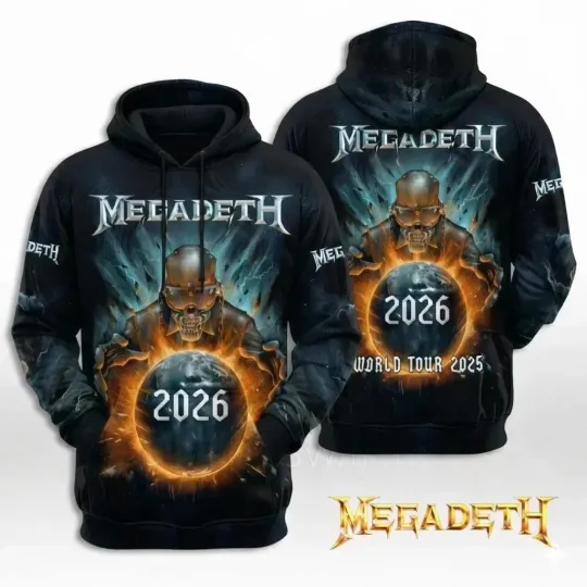 New Megadeth Band On Tour 2026 Polyester S to 5XL 3D Hoodie CO_665