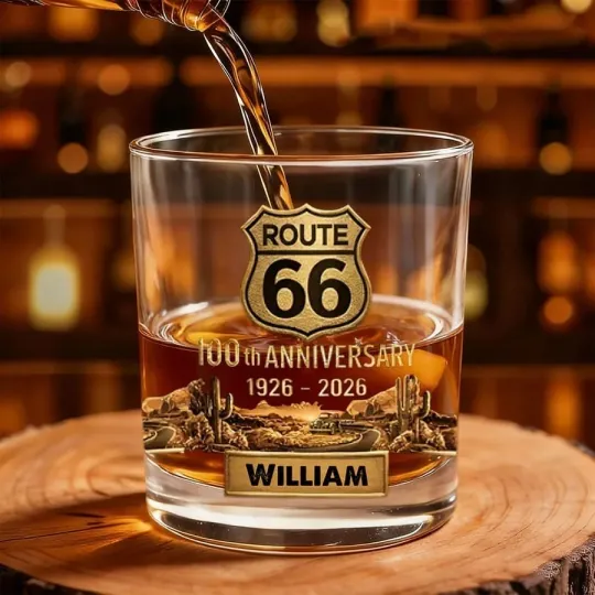 Discover Route66 100th Anniversary Whiskey Glass