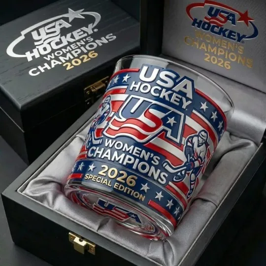 Discover USA Hockey Champions 2026 Whiskey Glass