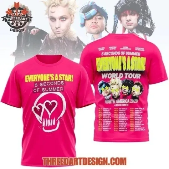 Discover 5 Seconds Of Summer World Tour 2026 S to 5XL 3D AOP Shirt CM446