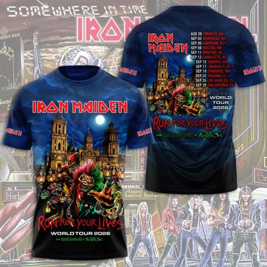 Discover Iron 1Maiden 3D Apparel 2026 Tour Run For Your Lives Shirt Unisex S-5XL Style30