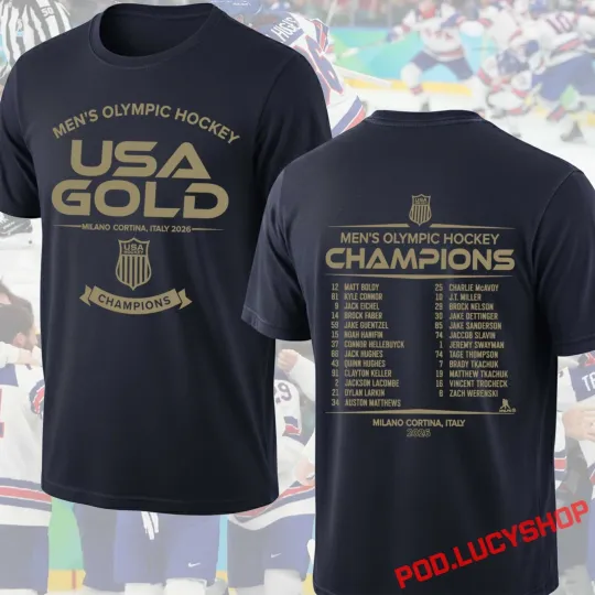 Discover Men's Olympic Hockey USA Gold Medal T-Shirt, USA Hockey Champions 2026 Shirt