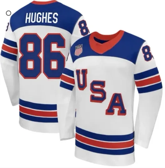 Discover Jack Hughes Jersey White MEN S-5XL Printed Hockey Jersey