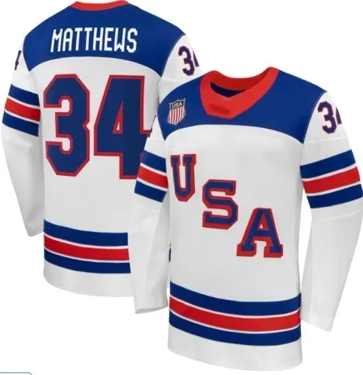 Discover Auston Matthews Team USA Winter Printed Jersey Hockey