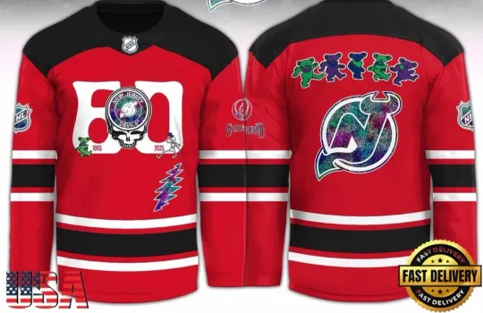 New Jer.sey Devils x Grateful Dead 60 Years Hockey Shirt Fan Gear