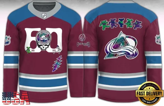 Discover Colorado Avalanche x Grateful Dead 60 Years Hockey Shirt Fan Gear