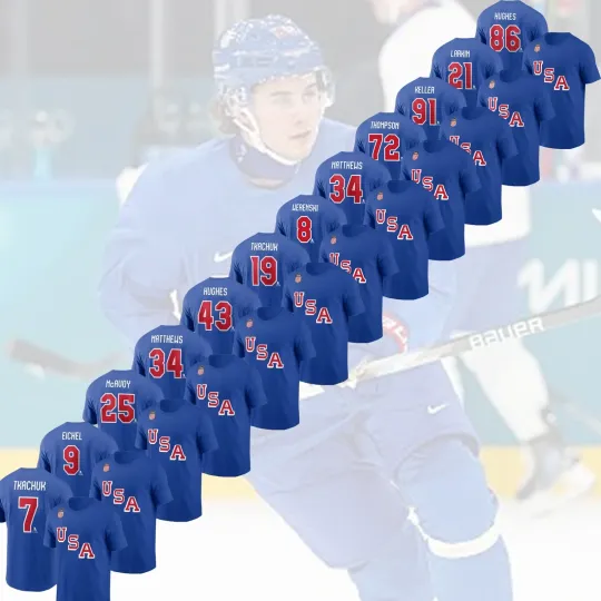 Discover USA Hockey 2026 Name &Number: Matthews, McAvoy, Larkin, Tkachuk, Hughes, Keller