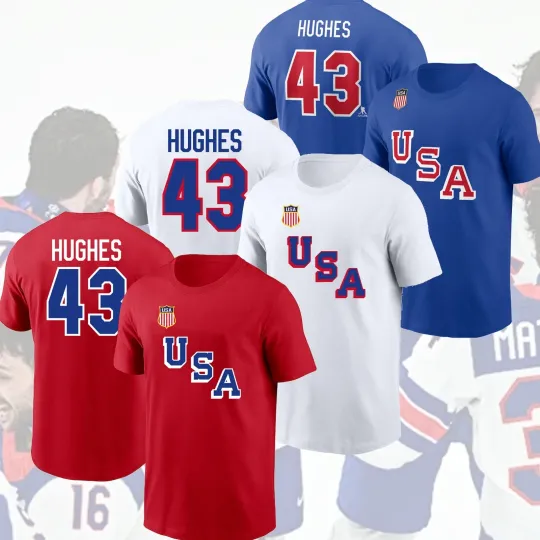 Quinn Hughes #43 USA Hockey Team 2026 Name & Number For Fans