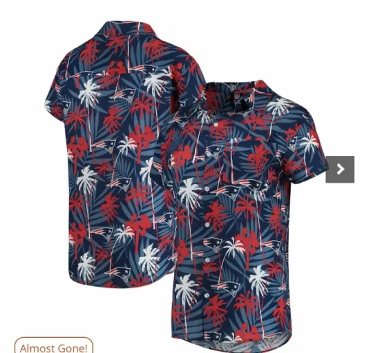 Discover Women’s Hawaiian Button-up Shirt New England Patriots Football Small