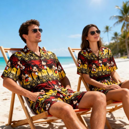 Discover Mickey Tropical Hawaiian Shirt Matching Set, DisneySummer Vacation Outfit, Fun Island Style Shirt for Family Trip 2026