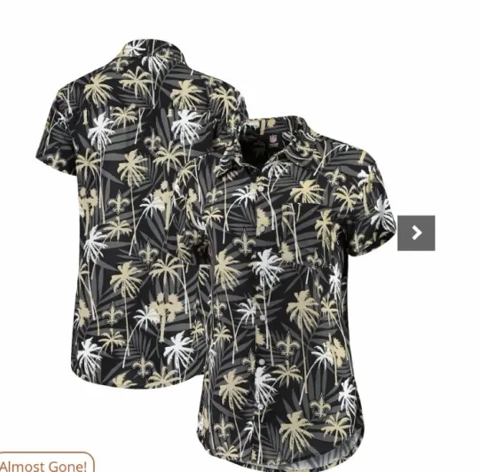 football New Orleans Saints Women’s Floral Button Up Polo Shirt Small