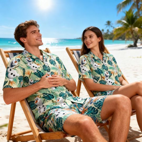 Discover Olaf Frozen Hawaiian Shirt, Disney Summer Beach Shirt, Olaf Aloha Hawaiian 2026, Disney Vacation Button Up, Tropical Olaf Outfit