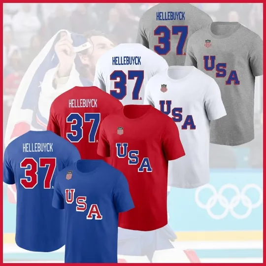 Connor Hellebuyck #37 USA Hockey Team 2026 Player Name & Number For Fans