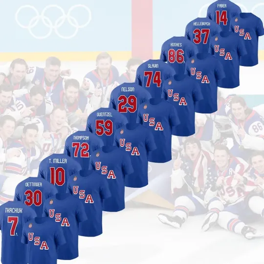 HOT - USA Hockey Team 2026 Winter Olympics Players Name & Number Unisex For Fans