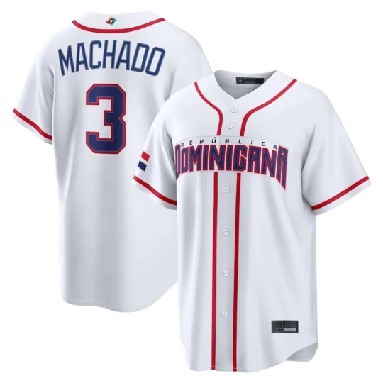 Discover Dominican Republic Manny Machado White 2026 World Baseball Classic Jersey