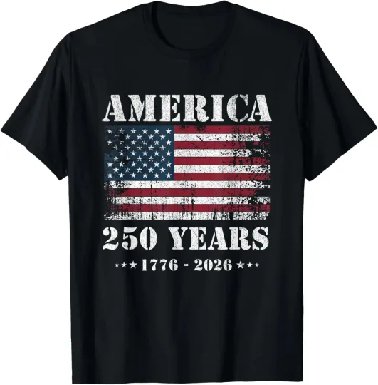 Discover 250 Years America Anniversary Grunge Flag USA T-Shirt
